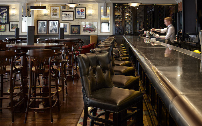 The bar and dining room at Reform Social and Grill Dubai