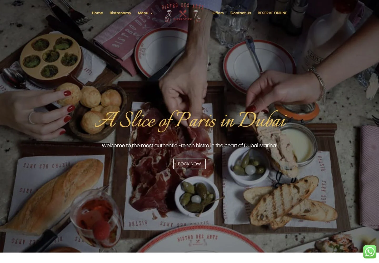 Bistro des Arts website homepage