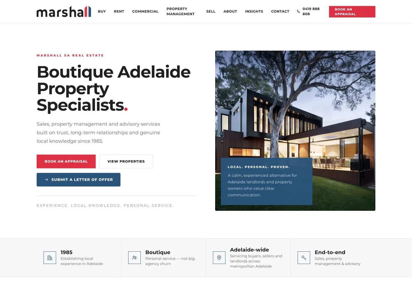 Marshall SA website homepage